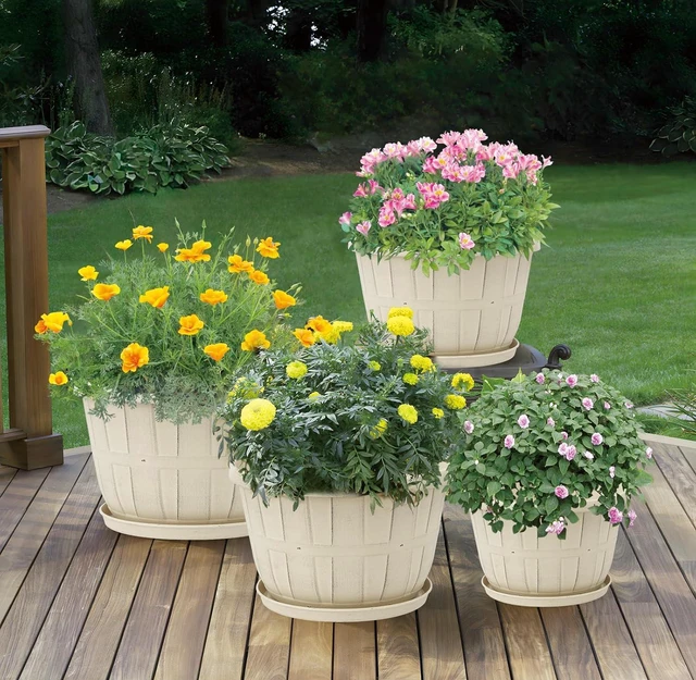 Alt view image 5 of 6 - 12 Inch 4 Pack Large Planters Pot for Plants Indoor Outdoor