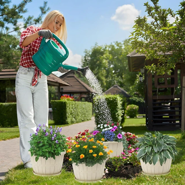 Alt view image 6 of 6 - 12 Inch 4 Pack Large Planters Pot for Plants Indoor Outdoor