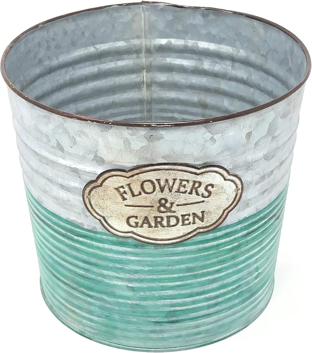 Main image of allgala Galvanized Planter Pot Indoor and Outdoor Decoration-8"-HD60072