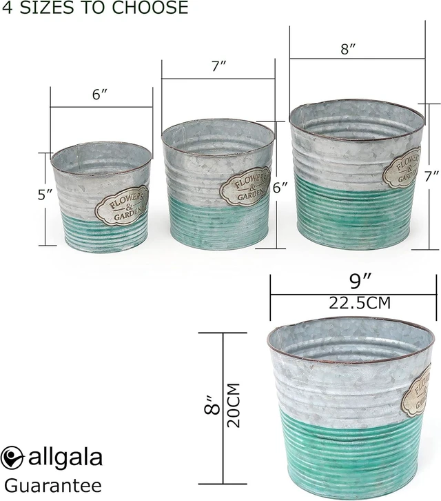 Alt view image 4 of 5 - allgala Galvanized Planter Pot Indoor and Outdoor Decoration-8"-HD60072