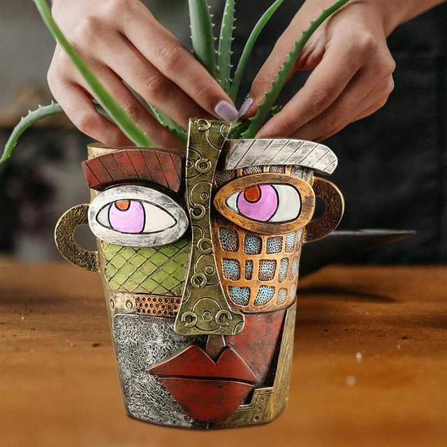 Alt view image 2 of 7 - Midogaigai Abstract Face Planter Pots for Indoor Plants&Flowers Home Decor