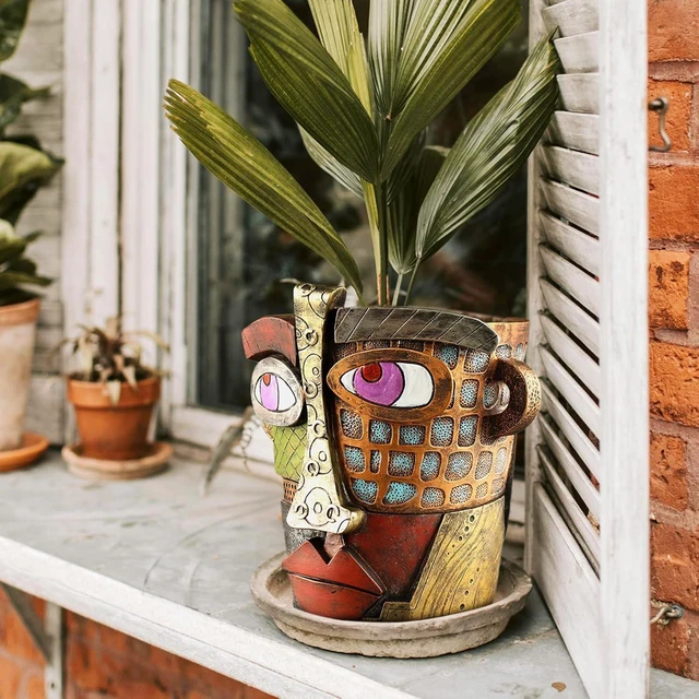 Alt view image 4 of 7 - Midogaigai Abstract Face Planter Pots for Indoor Plants&Flowers Home Decor