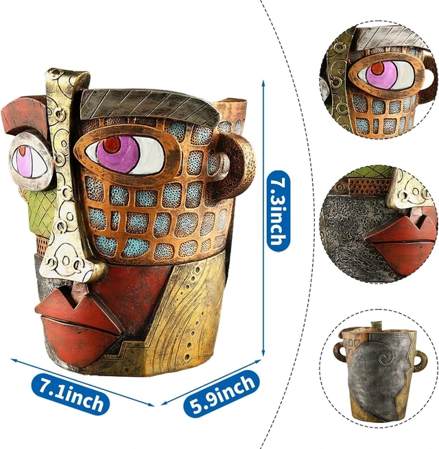 Alt view image 3 of 7 - Midogaigai Abstract Face Planter Pots for Indoor Plants&Flowers Home Decor
