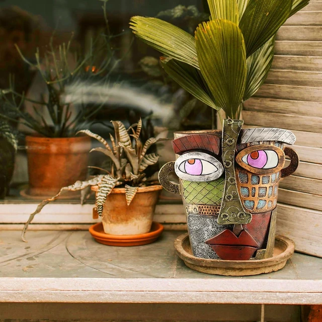 Alt view image 6 of 7 - Midogaigai Abstract Face Planter Pots for Indoor Plants&Flowers Home Decor