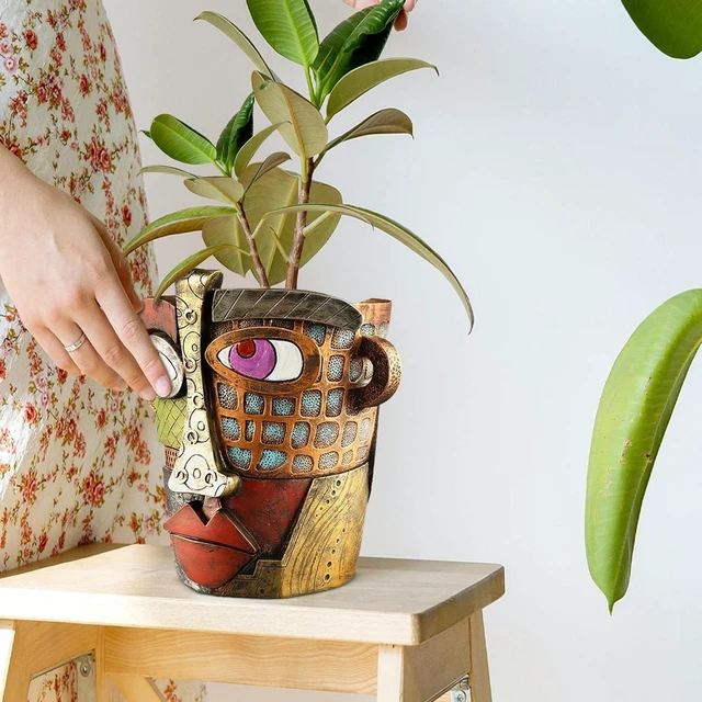 Alt view image 7 of 7 - Midogaigai Abstract Face Planter Pots for Indoor Plants&Flowers Home Decor