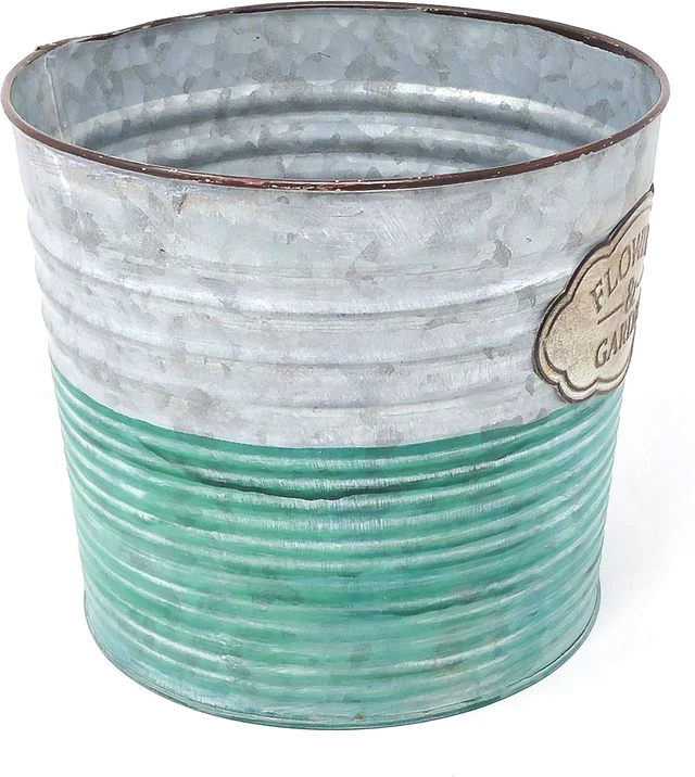Alt view image 3 of 5 - allgala Galvanized Planter Pot Indoor and Outdoor Decoration-8"-HD60072