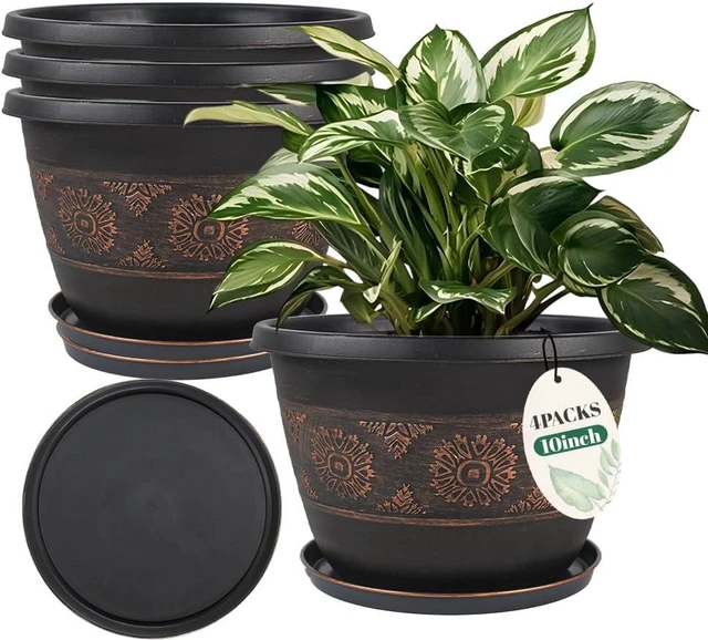 Main image of 10 Inch Plant Pots, 4 Pack, Copper Retro Floral