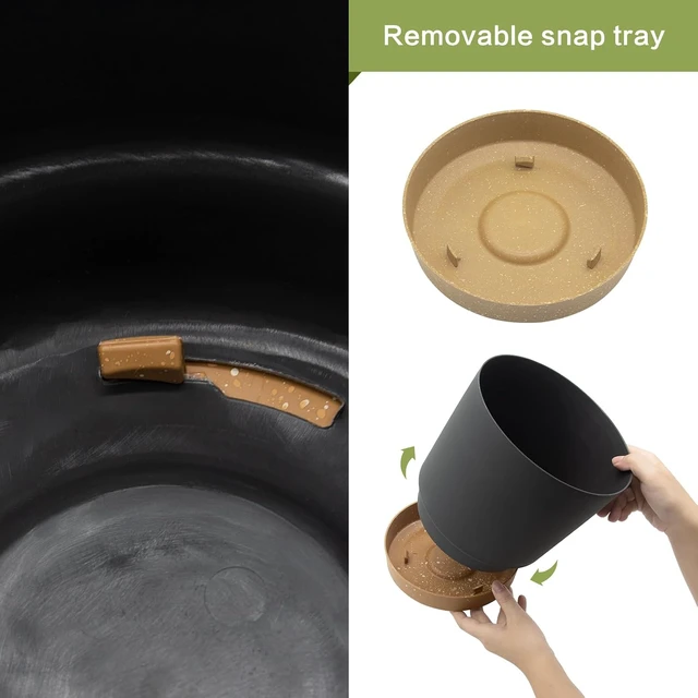 Alt view image 3 of 7 - QCQHDU 8 inch Plant Pot, 2 Pack Planters for Indoor Plants with Drainage Holes & Saucer, Outdoor Flower Pots Home Garden Modern Decor