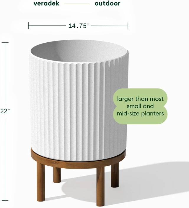 Alt view image 2 of 7 - Veradek Demi Series Raised Planter - Round Planter with Stand
