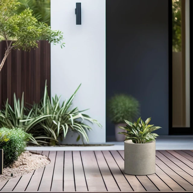 Alt view image 5 of 7 - Kante 9.8" Tall Cylinder Concrete Planter, Weathered Small Round Flower Pot