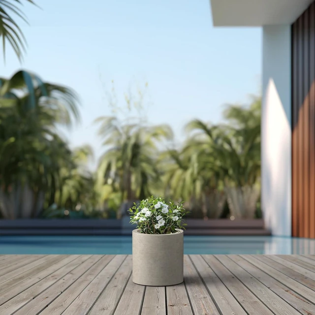 Alt view image 6 of 7 - Kante 9.8" Tall Cylinder Concrete Planter, Weathered Small Round Flower Pot