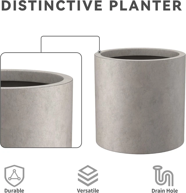 Alt view image 7 of 7 - Kante 9.8" Tall Cylinder Concrete Planter, Weathered Small Round Flower Pot