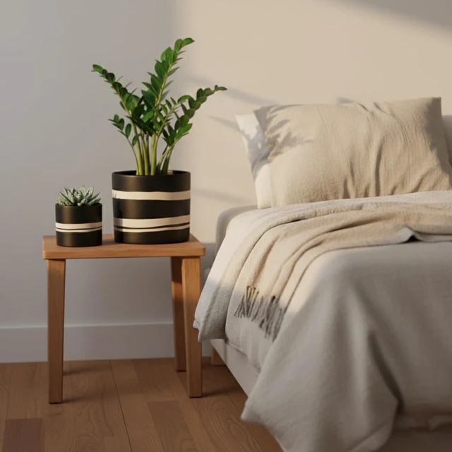 Alt view image 6 of 7 - Nihow Ceramic Modern Plant Pot with Drainage for Indoor Plants,5+7 inch