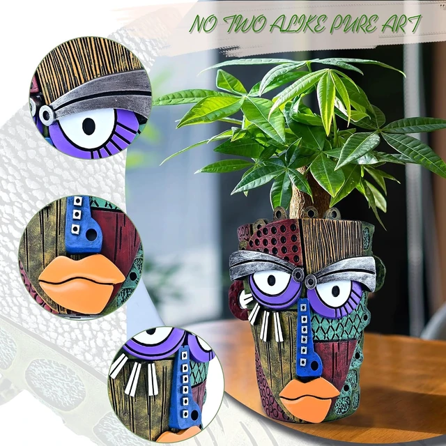 Alt view image 3 of 7 - Midogaigai Abstract Face Planter Pots for Indoor Plants & Flowers Deco Gift