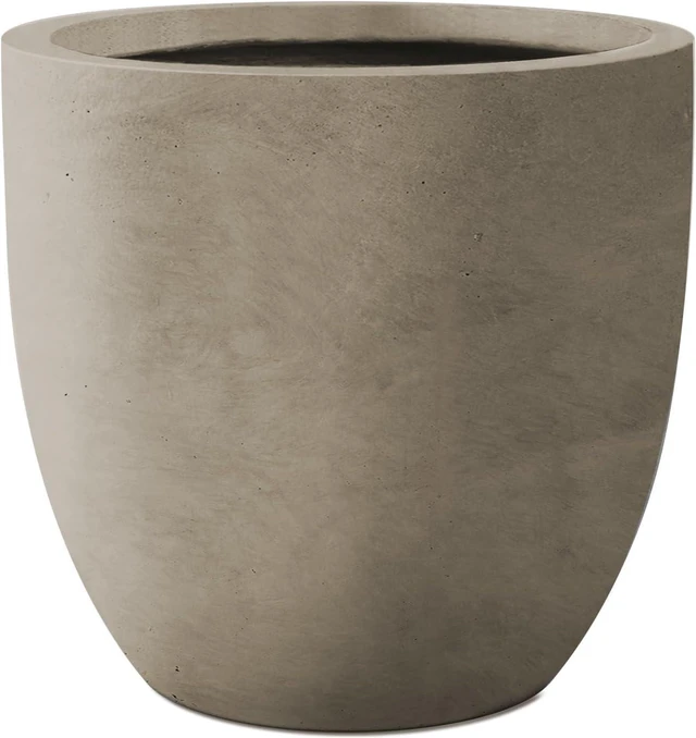 Main image of Kante Accent Round Curved Weathered Concrete Planter 13.3" Dia, Outdoor