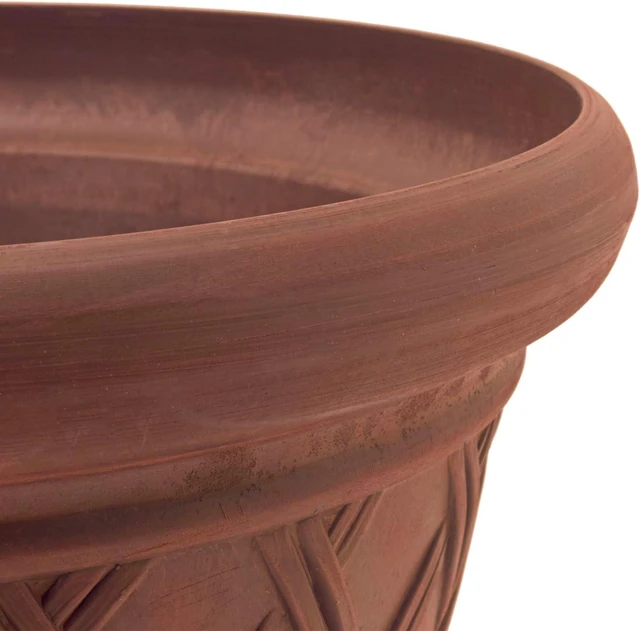 Alt view image 3 of 4 - 18-Inch Basket Weave Planter Pot, Terra Cotta, for Indoor & Outdoor Plants and Gardens