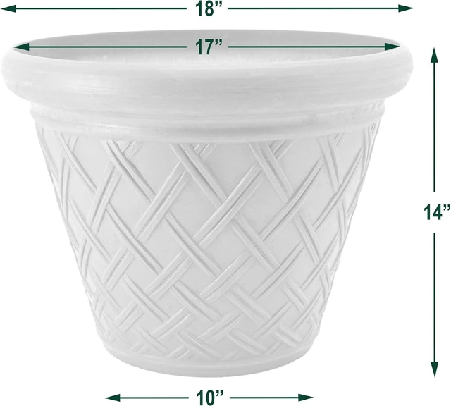 Alt view image 4 of 4 - 18-Inch Basket Weave Planter Pot, Terra Cotta, for Indoor & Outdoor Plants and Gardens
