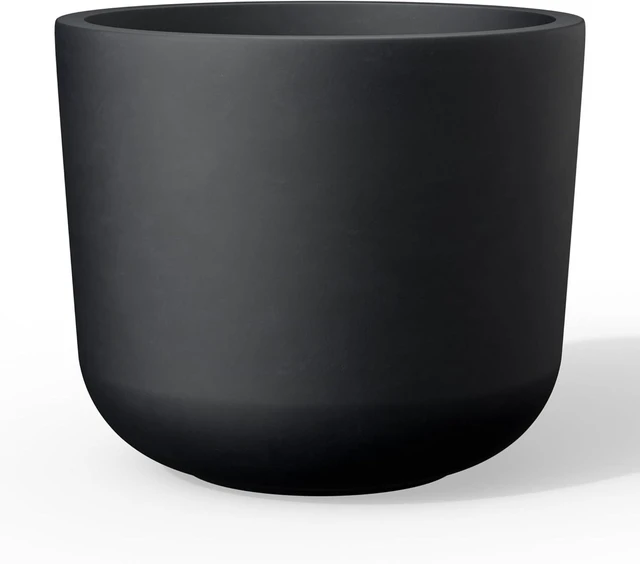 Main image of Kante Accent Round Capsule Black Concrete Planter 11" Dia, Outdoor