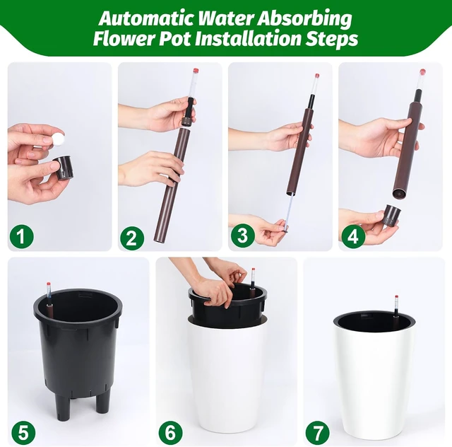 Alt view image 5 of 7 - 16" Tall Planter Set of 2, Self Watering Pots, Large Planter for Outdoor