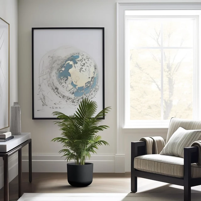 Alt view image 5 of 7 - Kante Accent Round Capsule Black Concrete Planter 11" Dia, Outdoor