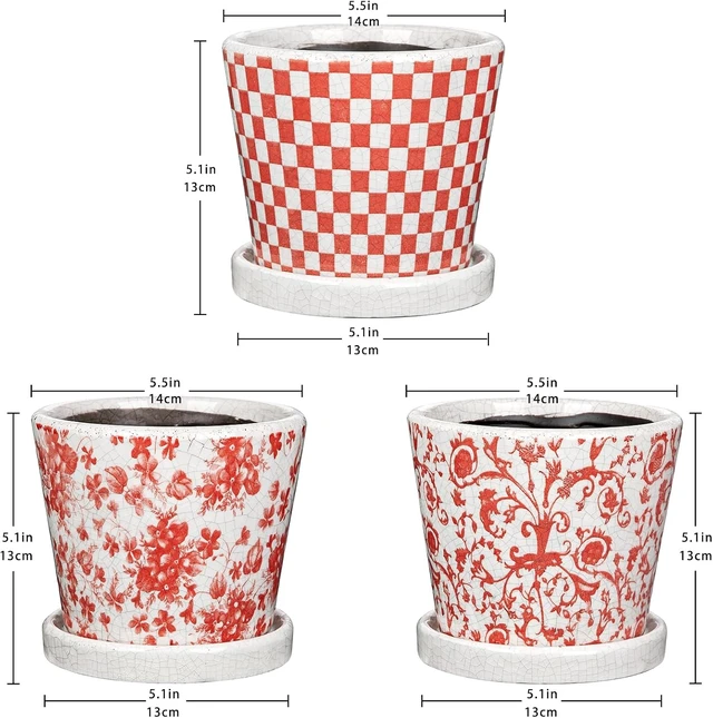 Alt view image 2 of 6 - Ceramic Plant Pots 5.5'' Indoor Planters with Drainage Holes, Set of 3