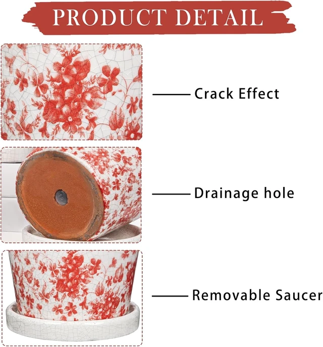 Alt view image 6 of 6 - Ceramic Plant Pots 5.5'' Indoor Planters with Drainage Holes, Set of 3
