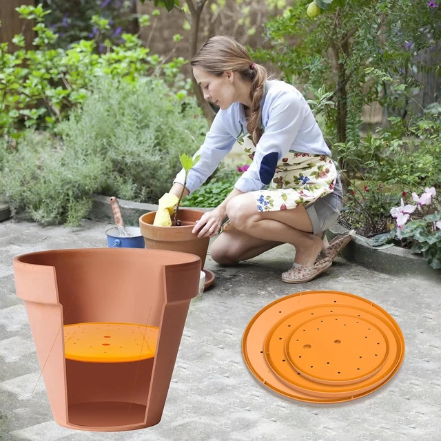 Alt view image 7 of 7 - 2Pcs 10" Round Planter Insert, with Drainage Holes to Save Potting Soil