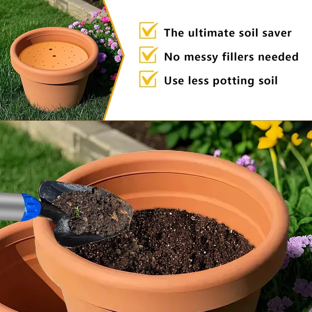 Alt view image 2 of 7 - 2Pcs 10" Round Planter Insert, with Drainage Holes to Save Potting Soil