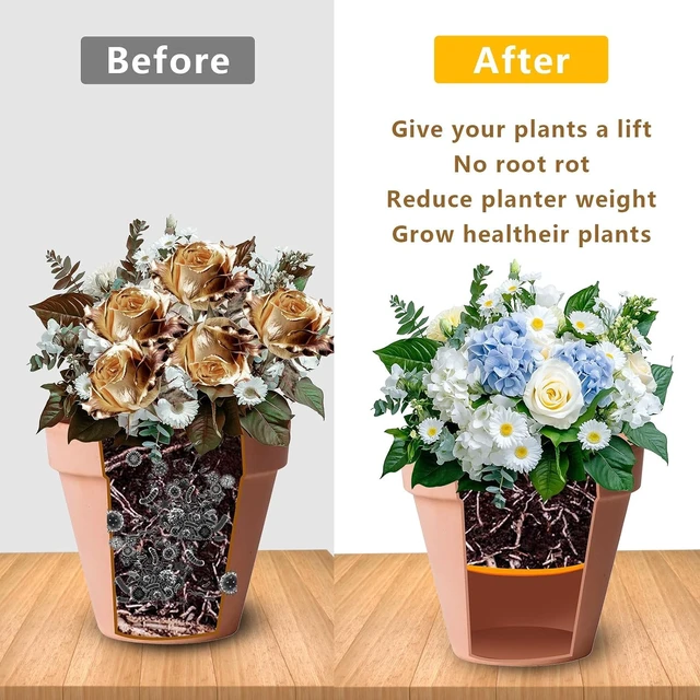 Alt view image 4 of 7 - 2Pcs 10" Round Planter Insert, with Drainage Holes to Save Potting Soil