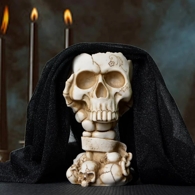 Alt view image 5 of 7 - Skull Planter, Goth Flower Pot, Gothic Plant Pots, Succulent Pots with Drainage, Halloween Plant Pot, Tall White Skulls Statue, Funny Desk Home Decor, Cool Figurines Flower Pots Gift for Mother Father