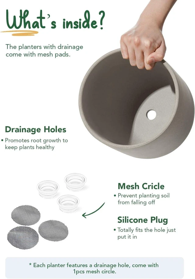 Alt view image 3 of 6 - LE TAUCI 6, 8 & 10 Inch Ceramic Planter Set for Indoor Plants, Neutral Gray
