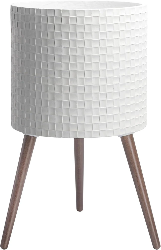 Main image of D'vine Dev Planter Pot with Wood Stand, 16 in, Matte White, 88-Z-E-1