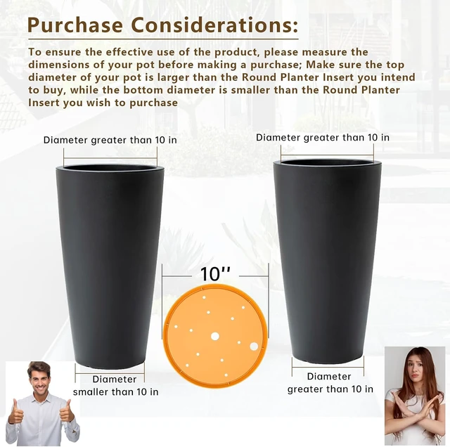 Alt view image 3 of 7 - 2Pcs 10" Round Planter Insert, with Drainage Holes to Save Potting Soil