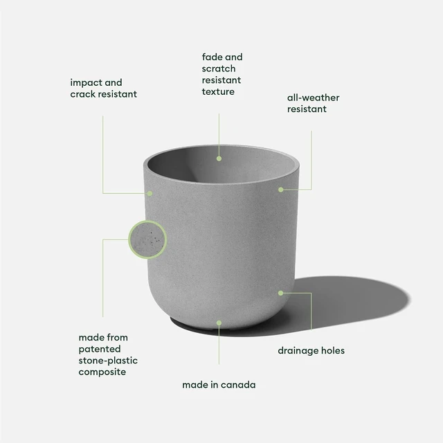 Alt view image 2 of 7 - Veradek Round Lima Plastic Planter Pots for Indoor/Outdoor Garden Use, Gray, Suitable for Small to Large Succulent Plants, Flowers, Modern Interior Plants