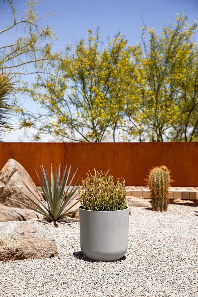 Alt view image 4 of 7 - Veradek Round Lima Plastic Planter Pots for Indoor/Outdoor Garden Use, Gray, Suitable for Small to Large Succulent Plants, Flowers, Modern Interior Plants