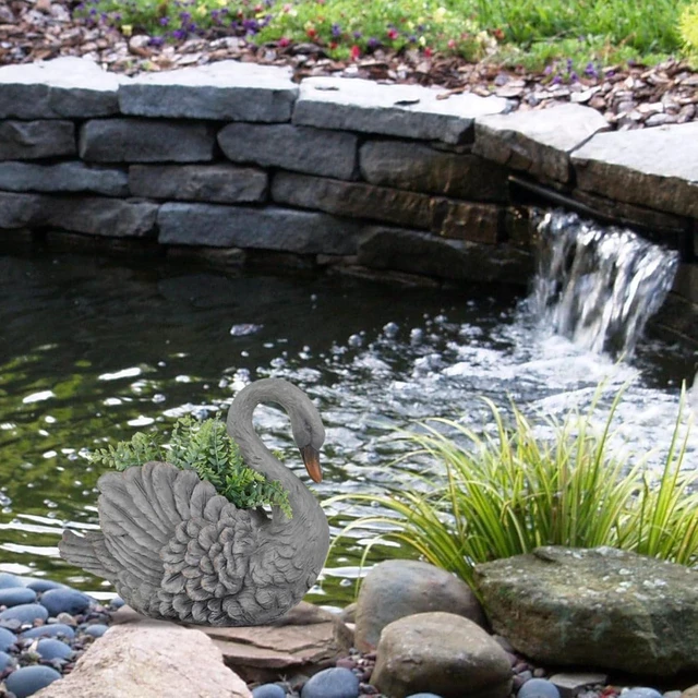 Alt view image 7 of 7 - Unique Planters Swan Flower Pot Large 18.5 Inch Planter Pots for Indoor Outdoor Concrete Finish Animal Swan Planters Resin Planter Garden Decoration Pot for Plants 18.5*9.75*14.5 Inch LC Lcdecohome