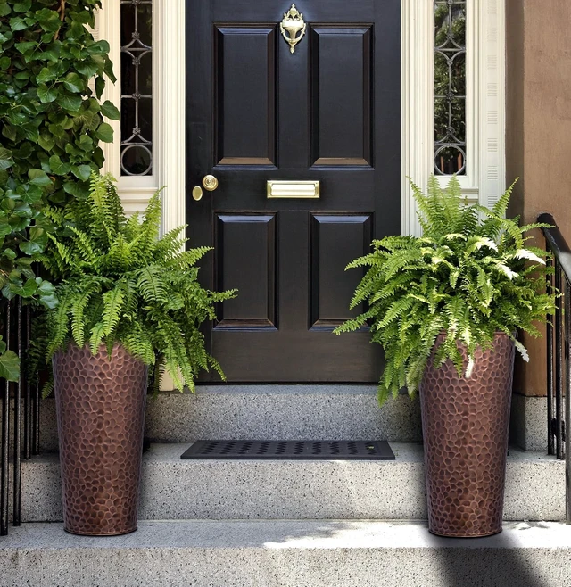 Alt view image 2 of 7 - H Potter 28 Inch Round Column Planter, Hammered Antique Copper Finish