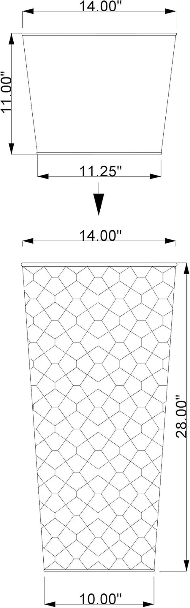 Alt view image 7 of 7 - H Potter 28 Inch Round Column Planter, Hammered Antique Copper Finish