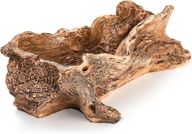 Alt view image 3 of 5 - Tebery Artificial Driftwood Stump Log Planter Vintage Cactus Container with Drainage Hole, Creative Imitation Sculpture Resin Succulent Flower Pot for Herb, Strawberry, Small Plants