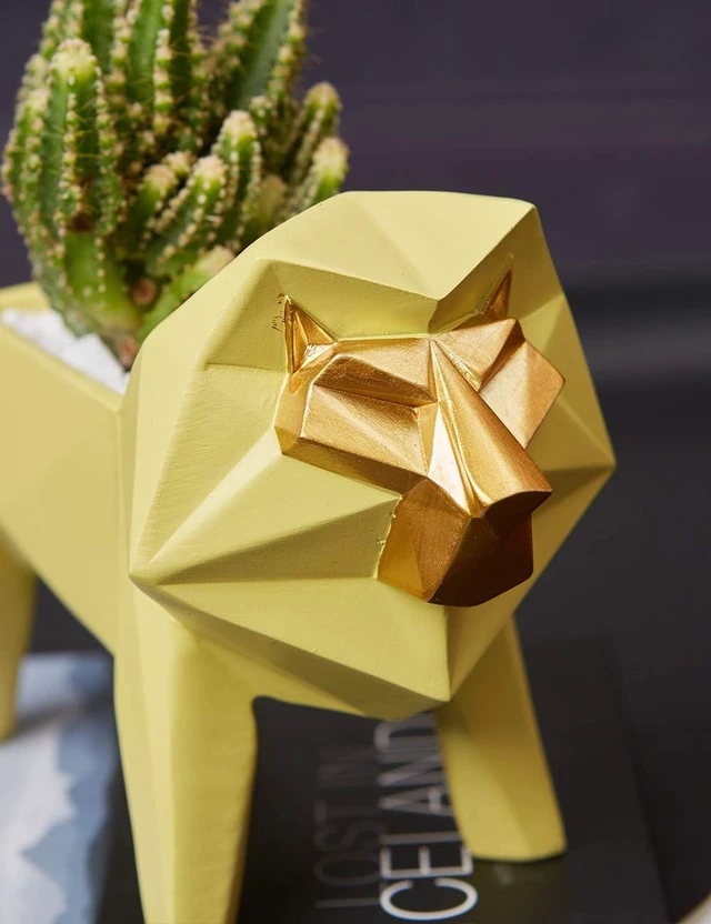 Alt view image 3 of 7 - HAUCOZE Lion Planter Succulent Pot Animal Statue Modern Decor 6.3 Inch