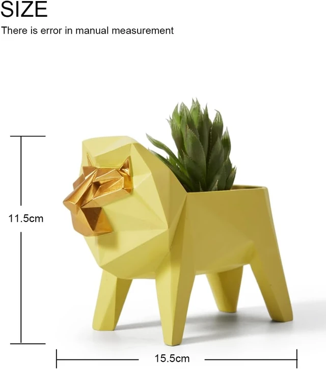Alt view image 4 of 7 - HAUCOZE Lion Planter Succulent Pot Animal Statue Modern Decor 6.3 Inch