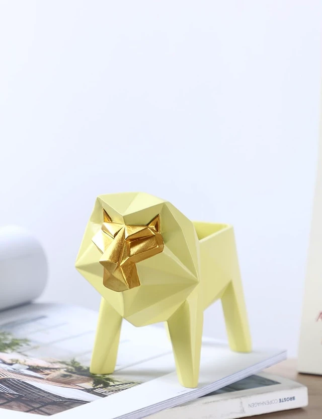 Alt view image 6 of 7 - HAUCOZE Lion Planter Succulent Pot Animal Statue Modern Decor 6.3 Inch
