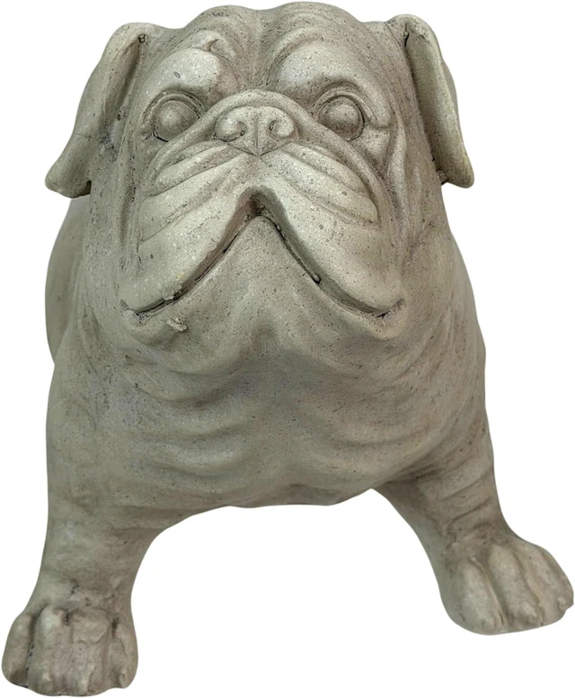 Alt view image 2 of 7 - Bulldog Animal Planter, 18 Inch Wide White Antique Stone Finish