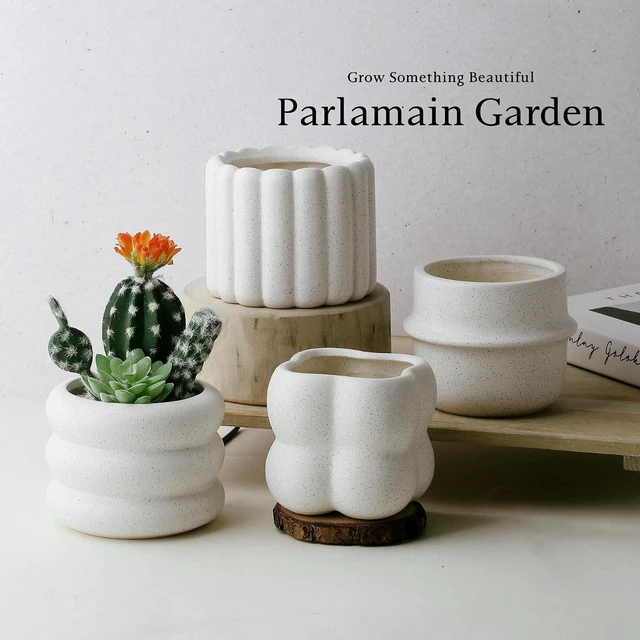 Alt view image 6 of 7 - Ceramic Succulent Pots Set of 4 Small Planters for Indoor Plants 4x4 Inch Decorative Plant Pots Modern Home Decor