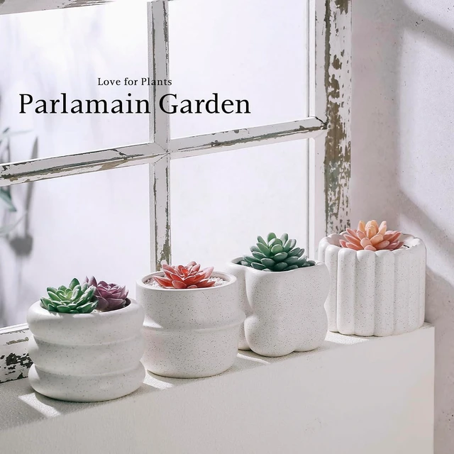 Alt view image 4 of 7 - Ceramic Succulent Pots Set of 4 Small Planters for Indoor Plants 4x4 Inch Decorative Plant Pots Modern Home Decor