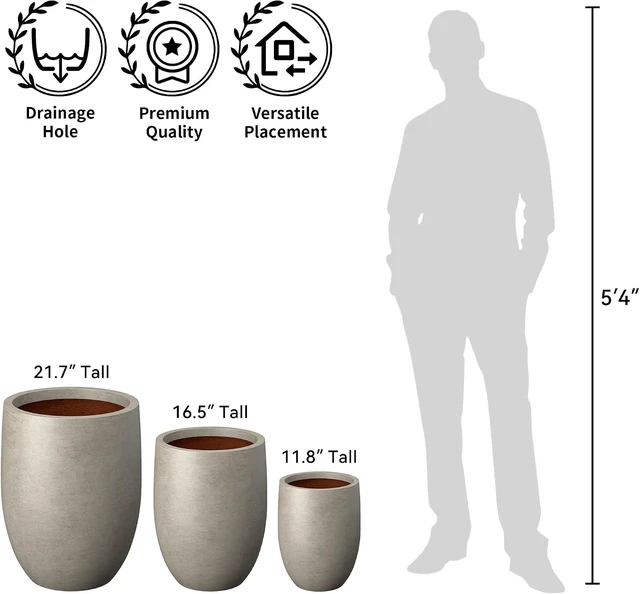 Alt view image 7 of 7 - Kante 11.8" Tall Round Concrete Planter, Modern Curved Design Plant Pot