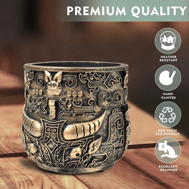Alt view image 4 of 7 - Midogaigai Tribal Vintage Face Planter,Lightweight Unique Plant Pots with Drainage,Eclectic Small Succulent Flower Planters Pots for Outdoor&Indoor Plants,Funny Garden Pot for Room Decor(5.5in)