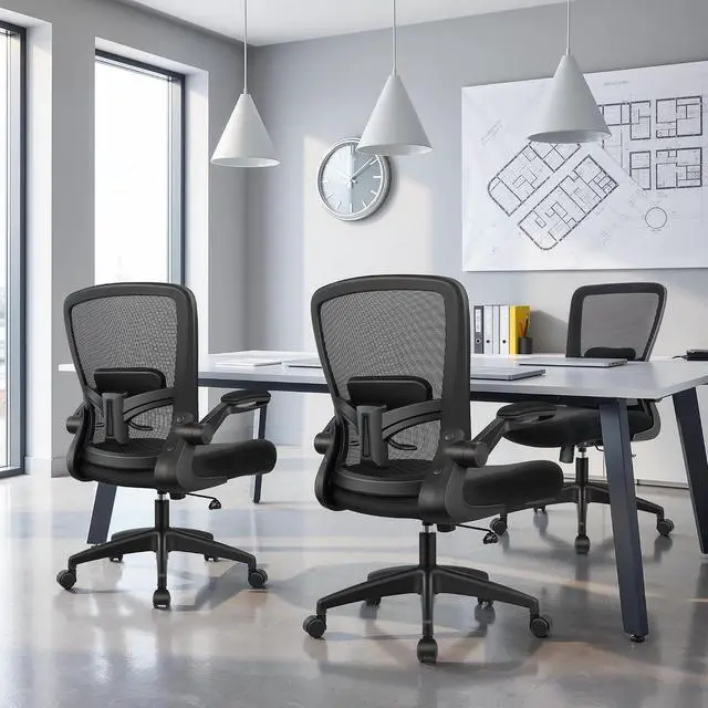 Alt view image 2 of 7 - FelixKing Office Chair, Ergonomic Desk Chair Breathable Mesh Chairs Adjustable High Back Lumbar Support Flip-up Armrests, Executive Rolling Swivel Comfy Computer Chairs Home Office Black