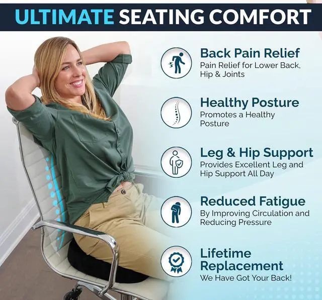 Alt view image 5 of 7 - ComfiLife Doctor Recommended Seat Cushion - Premium Gel & Memory Foam Office Chair, Car Seat, Lifting Cushion - Chair Cushions for Back & Sciatica Relief - Seat Cushions for Office & Desk (Black)