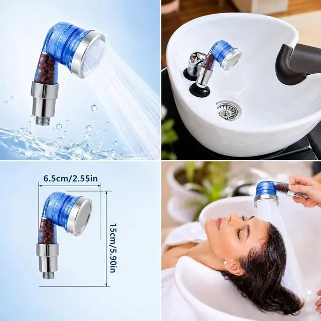 Alt view image 6 of 7 - Socila Blue Sprayer Head 3 Function With Filter For Shampoo Bowl, High Pressure And Water Saving, Filter For Dry & Frizz Hair